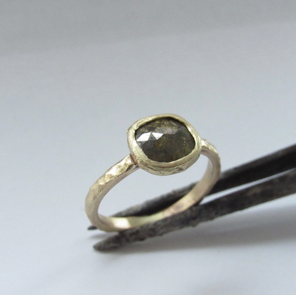 Diamond engagement ring | 14K solid Gold | 0.70ct rough diamond